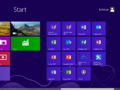 Start screen with pre-installed applications