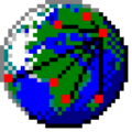 "The Internet" icon placed on the Desktop by the installer starts IE (actual size: 32x32px).