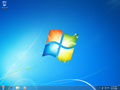 The desktop and taskbar in the RTM release of Windows 7