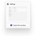 The "Share this window" button in taskbar thumbnail previews