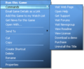 Game datafile (GDF) context menu