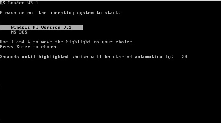 File:Windows NT 3.1 Build 511.1- Boot selection.jpg