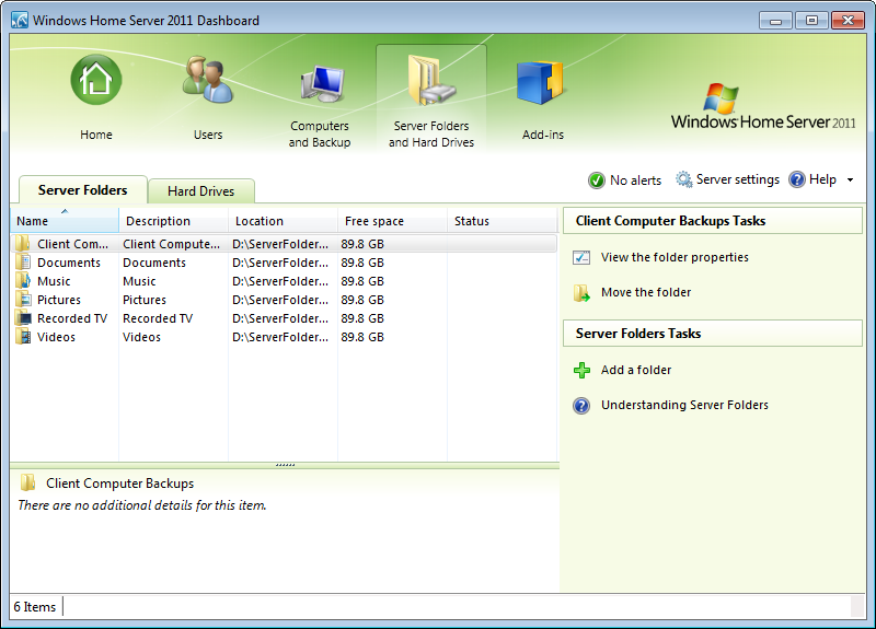 File:WindowsHomeServer2011-6.1.8800-Dashboard-ServerFolders.png