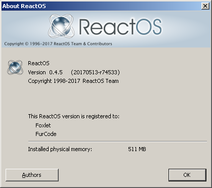 File:ReactOS-0.4.5-20170513.r74533-About.png