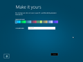 Metro OOBE with visible color slider in Windows 8 build 8008