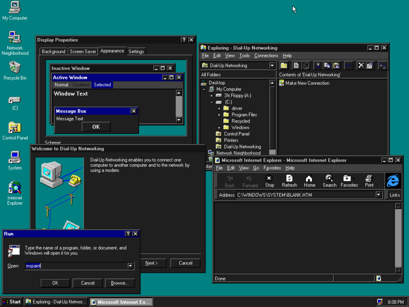 File:Windows 95 with homemade dark mode.png