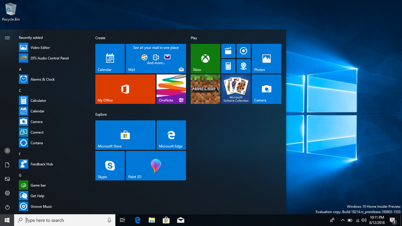 File:Windows 10 19H1 Build 18214.png