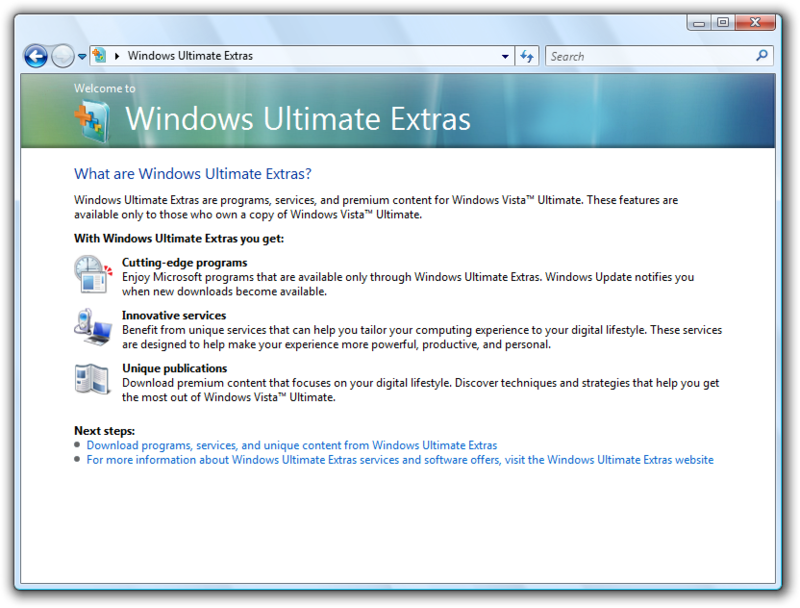 Extra, extra! Vista Ultimate extras go live - CNET