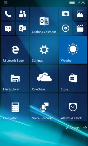 File:Windows 10 Mobile-10.0.10536.1004-Start Screen.png