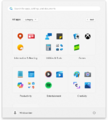 The category view of All apps list in Start menu