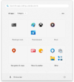 The category view of All apps list in Start menu