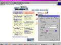 Internet Explorer 2.1 showing the 1995 version of microsoft.com's Windows 95 website and its Options dialog. This offline copy is included with the IE2.0 CD.