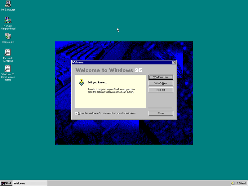 File:Win95Build216 Welcome.png