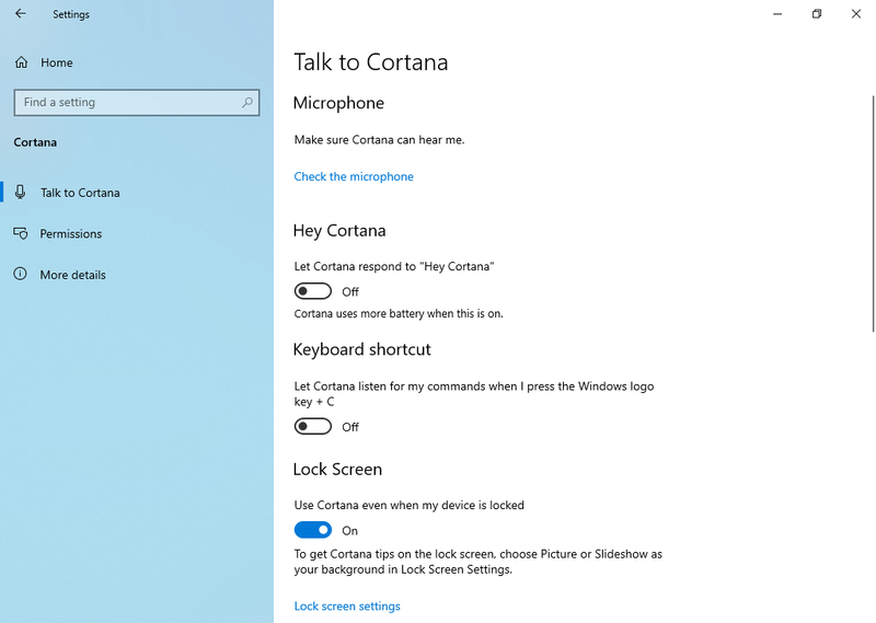 File:Windows 10 build 18329-1 Settings Cortana.png
