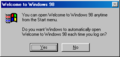 Welcome to Windows on startup dialog