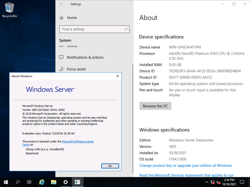 File:Windows Server 2019 10.0.17643.1000.rs prerelease Version (GUI).png
