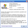 The about dialog box on Windows XP