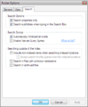 Search settings in Folder Options