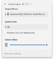 The new Sound output page in the Quick Settings