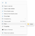 The modern right-clicking context menu for File Explorer's navigation pane