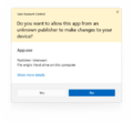 Unsigned app prompt in Windows 11 (light theme)