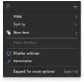 Desktop context menu