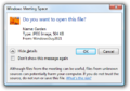 Warning when opening file from meeting