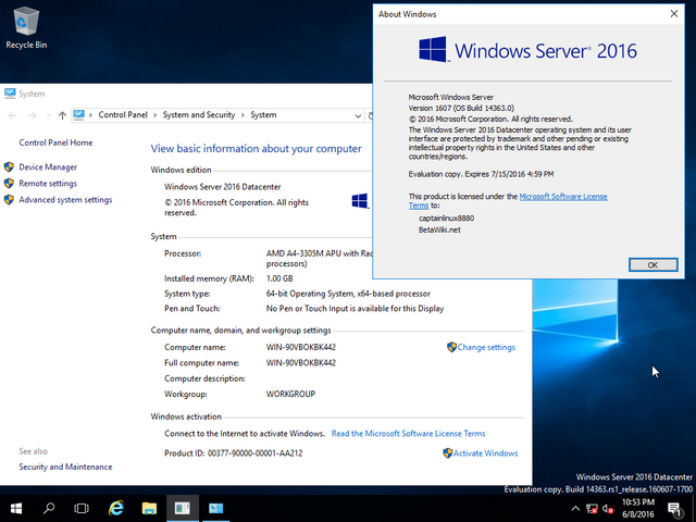 File:WindowsServer2016 14363-sysprop&winver.png - BetaWiki