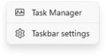 The taskbar context menu