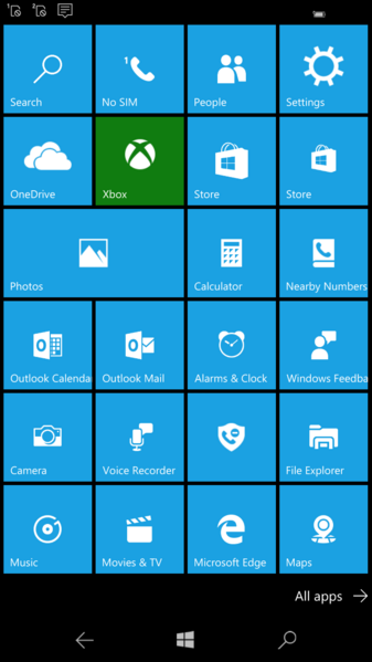 File:Windows 10 Mobile-10.0.10154-Start Screen.png