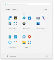 The category view of All apps list in Start menu