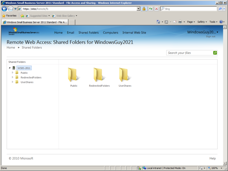 File:Windows Small Business Server 2011 Standard Remote Web Access Shared Folders .png