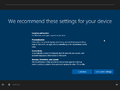 Recommended settings page in OOBE