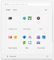 The category view of All apps list in Start menu