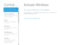 Activate Windows page in the Metro Control Panel
