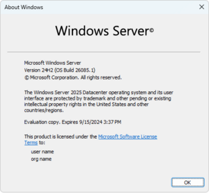 Windows Server 2025 build 26085 - BetaWiki